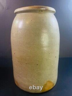 Antique Primitive Salt Glazed Stoneware Pottery Crock 053024