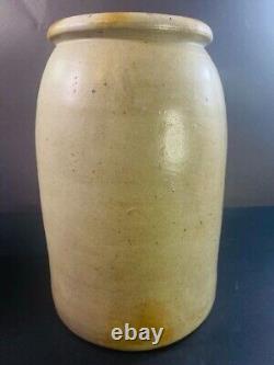 Antique Primitive Salt Glazed Stoneware Pottery Crock 053024