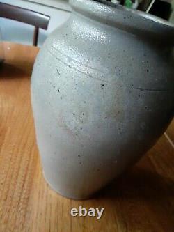 Antique Primitive Stoneware Crock Gray 9 T