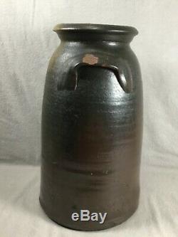 Antique Primitive Stoneware Crock/Jar Marked 2 Nice Brown Glaze