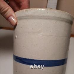 Antique Primitive Stoneware Crock Wesson Oil Beater Jar AS IS Blue Lettering