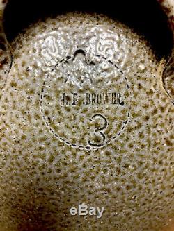 Antique RARE 3 Gallon JF Brower NC Stoneware JAR. (Masonic Stamp)Nice early Jar