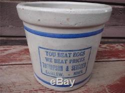Antique RED WING Stoneware Crock Beater Jar Advertising Curlew Iowa IA