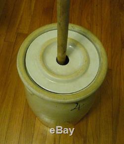 Antique RED WING UNION STONEWARE 4 Gallon BUTTER CHURN with Dasher & Lid MINT