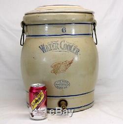 Antique RED WING Union Stoneware 6 Gallon WATER COOLER with LID RARE SIZE large
