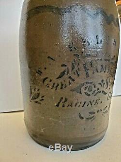 Antique Racine Ohio Stoneware Crock Jar