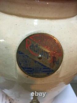 Antique Radium Stoneware Crock. 1920's. With LID And Original Spout