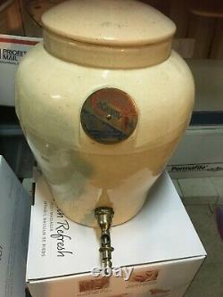 Antique Radium Stoneware Crock. 1920's. With LID And Original Spout