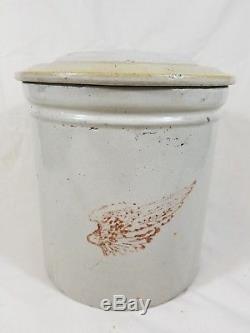 Antique Red Wing 1 Gallon Stoneware Crock with Lid Union Stoneware Co. Minn