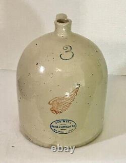 Antique Red Wing 3 Gallon Beehive Jug Stoneware Crock Excellent Cond