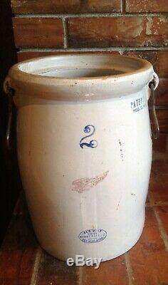 Antique Red Wing Stoneware 2 Gallon Crock Butter Churn with wire handles & lid