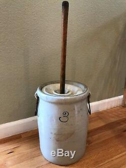 Antique Red Wing Stoneware 3 gallon Hand Thrown Crock Butter Churn $250