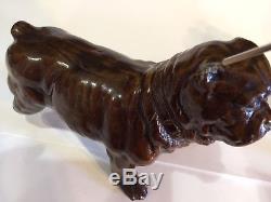 Antique Red Wing Stoneware Bulldog Crock 1895 Pottery Animal Primitive Rare