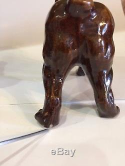 Antique Red Wing Stoneware Bulldog Crock 1895 Pottery Animal Primitive Rare