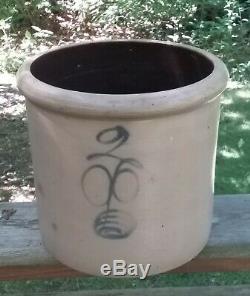 Antique Redwing Crock Minnesota Stoneware 2 Gal Double P Decoration Red Wing