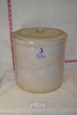 Antique Ruckel's Stoneware Large 3 Gallon Crock with Lid