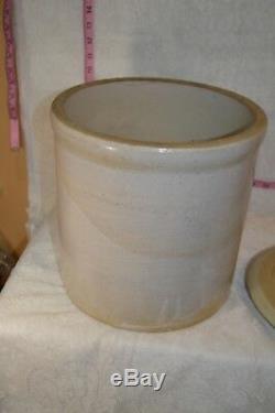 Antique Ruckel's Stoneware Large 3 Gallon Crock with Lid