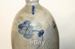 Antique STONEWARE JUG Cobalt Blue Decorated CROCK Salt Glaze 1 GAL
