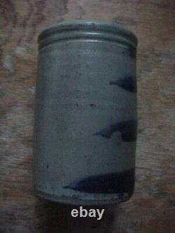 Antique STRIPER Canner Crock Jar Western PA 4 Cobalt Striped Stoneware Rare