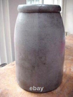 Antique STRIPER Canner Crock Jar Western PA Cobalt Striped Stoneware Crock