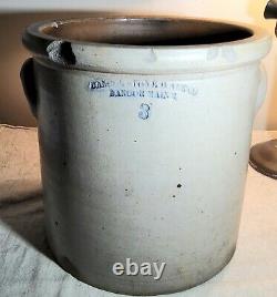 Antique Salt Glaze Grey Stoneware Crock 3 Bangor Stoneware Co Bangor Maine 11lbs