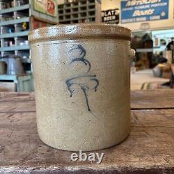 Antique Salt Glaze Lazy EIght 3 Gallon Stoneware Crock