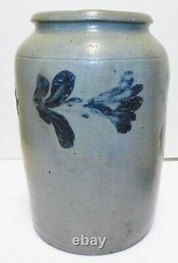 Antique Salt Glaze Pennsylvania Stoneware Jar Crock Cobalt Blue