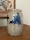 Antique Salt Glaze Pennsylvania Stoneware Jar/crock Four Cobalt Blue Sprigs 8.5