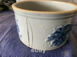 Antique Salt Glaze Stoneware Blue Grapes 9 Crock The Robinson Clay Akron Ohio