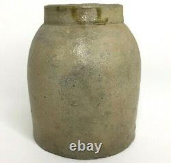 Antique Salt Glazed Primitive Stoneware Crock / Pickling Canning Jar 1.75 qt