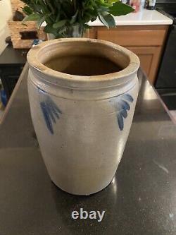 Antique Salt Glazed Stoneware 1 Gallon Crock with Cobalt Design