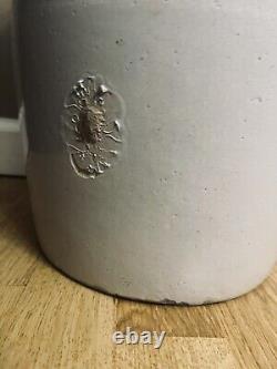 Antique Salt Glazed Stoneware 3 Gallon Crock with Cobalt Star Design