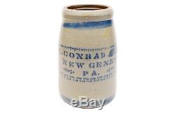 Antique Salt Glazed Stoneware Crock, A. Conrad, New Geneva, Pa