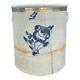 Antique Salt Glazed Stoneware Crock W Blue Cobalt Rose Decoration 4 Gallon As Is