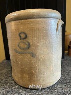 Antique Salt Glazed Stoneware Crock With Blue Cobalt #3