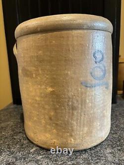 Antique Salt Glazed Stoneware Crock With Blue Cobalt #3