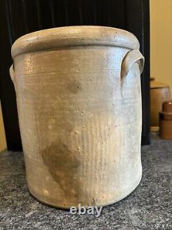 Antique Salt Glazed Stoneware Crock With Blue Cobalt #3