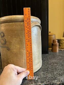 Antique Salt Glazed Stoneware Crock With Blue Cobalt #3