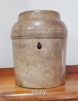 Antique Salt Glazed Stoneware Crock with Lid and Perfect Turkey Drip