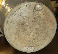 Antique Salt Glazed Stoneware Jug Crock Primitive 16 Tall Heavy