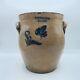 Antique Seymour Troy Blue Floral Stoneware Crock Old