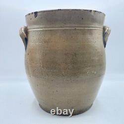 Antique Seymour Troy Blue Floral Stoneware Crock Old