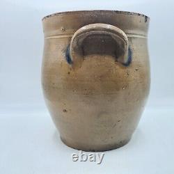 Antique Seymour Troy Blue Floral Stoneware Crock Old