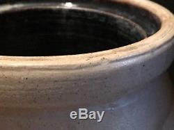 Antique Six Gallon Stoneware Churn Crock Jug, Cobalt Blue Design 17 1/2x11