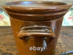 Antique Small English Brown Stoneware Crock Confit Jar Circa 1900