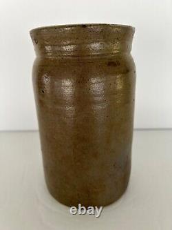 Antique Small Stoneware Canning Crock Wax Sealer As Made 6 1/2 Jar