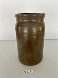 Antique Small Stoneware Canning Crock Wax Sealer As Made 6 1/2 Jar