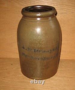 Antique Stoneware 10 Tall Jar Crock A. P. Donaghho Parkersburg WV