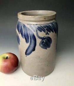 Antique Stoneware 1/2 Gal Remmey Canning Fruit Jar Crock with Cobalt, PA, ca. 1875