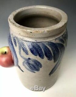 Antique Stoneware 1/2 Gal Remmey Canning Fruit Jar Crock with Cobalt, PA, ca. 1875